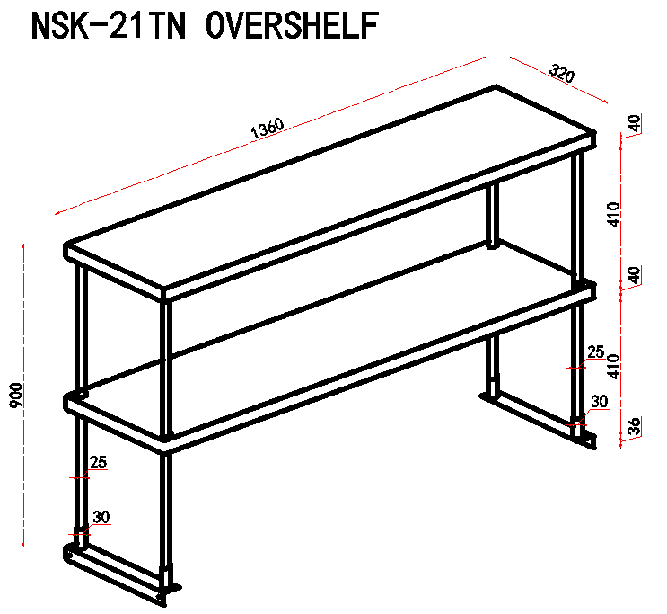 Stainless Steel Overhead Shelf