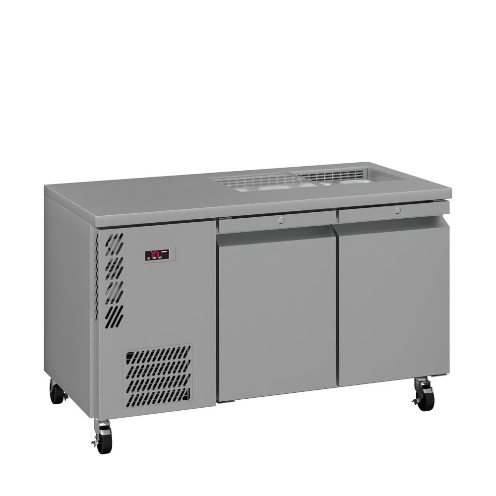 Stainless Steel Two Door Workbench Fridge