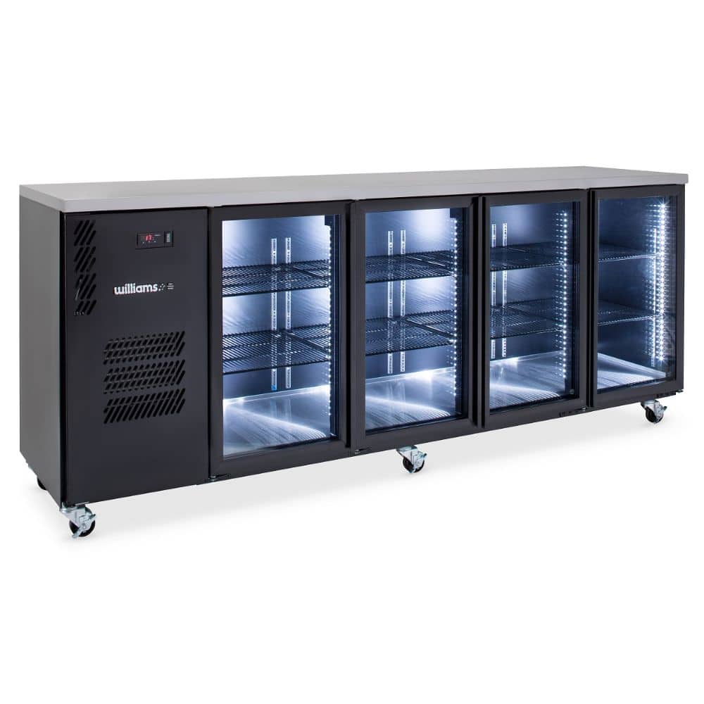 Black Four Door Bar Fridge