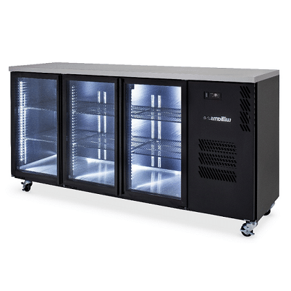Black Three Door Bar Fridge
